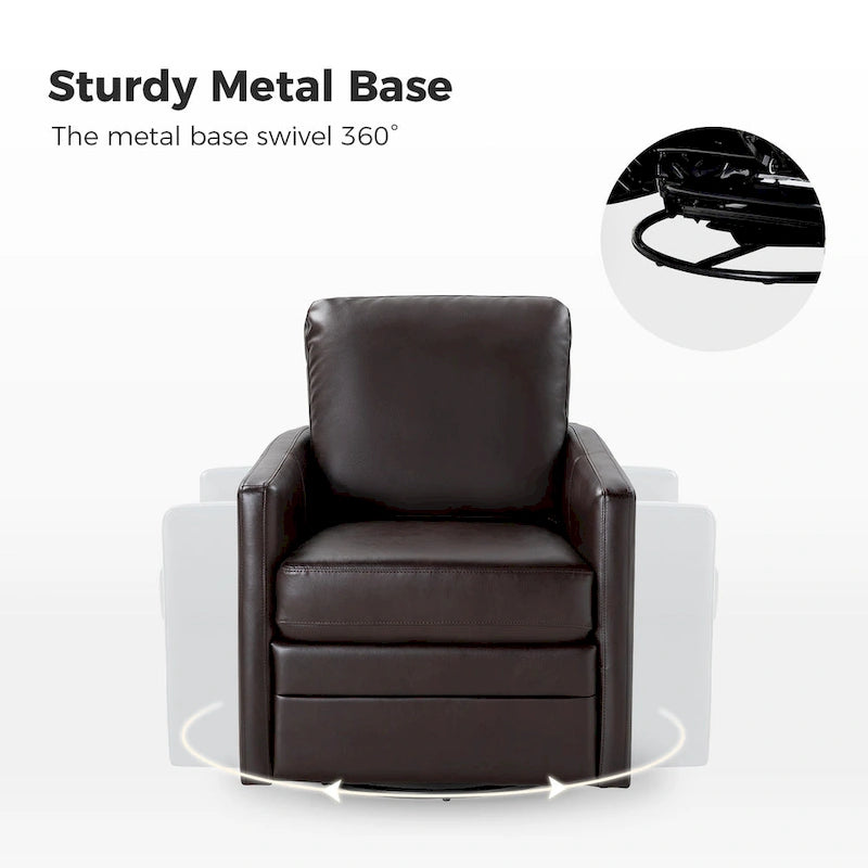 Fauteuil baquet pivotant Terrance en similicuir avec base en métal, lot de 2