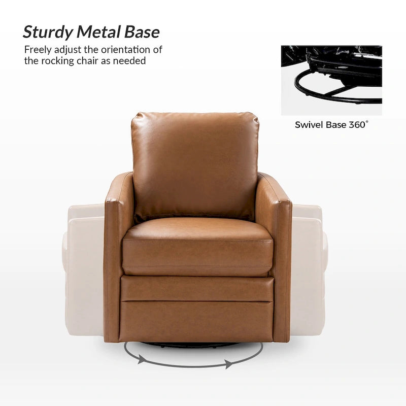 Fauteuil baquet pivotant Terrance en similicuir avec base en métal, lot de 2
