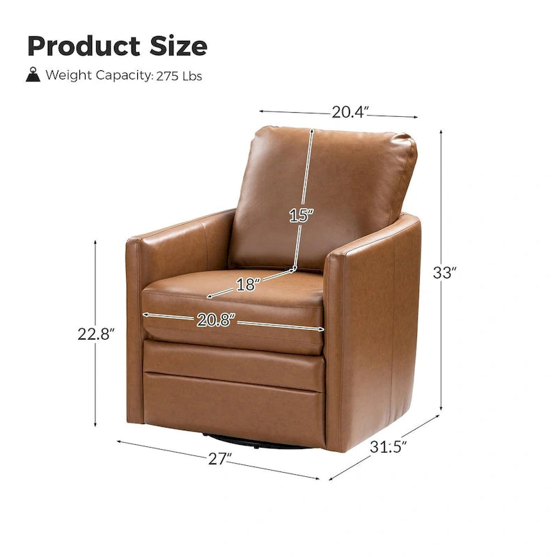 Fauteuil baquet pivotant Terrance en similicuir avec base en métal, lot de 2