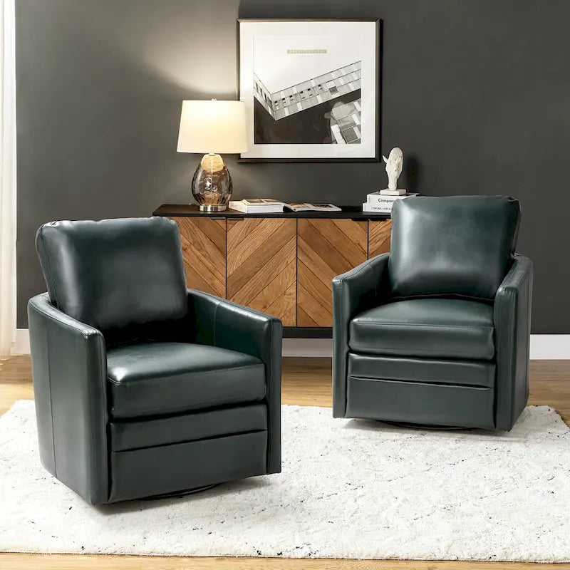 Fauteuil baquet pivotant Terrance en similicuir avec base en métal, lot de 2