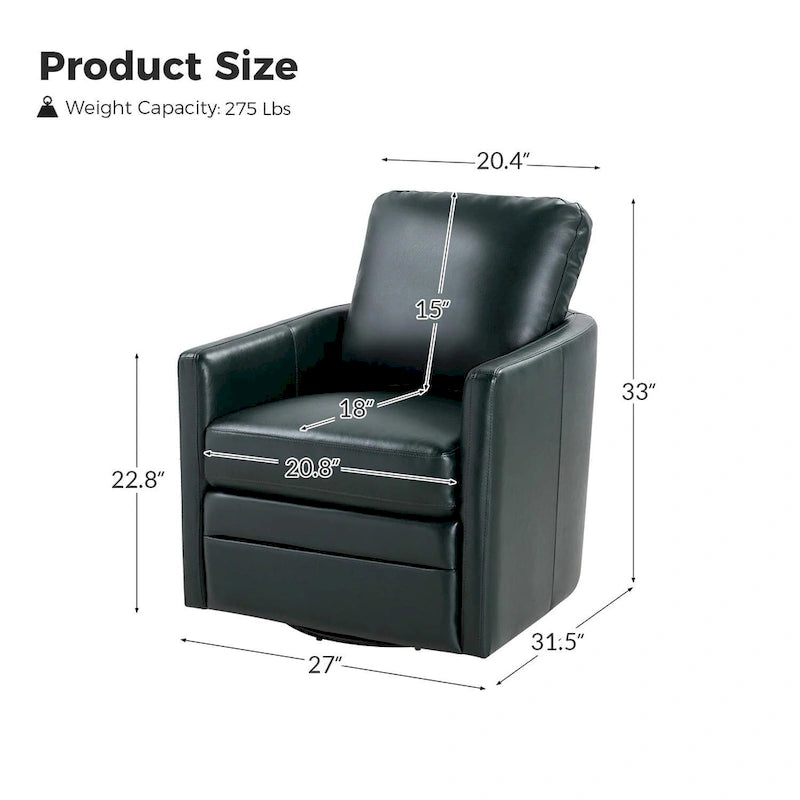 Fauteuil baquet pivotant Terrance en similicuir avec base en métal, lot de 2