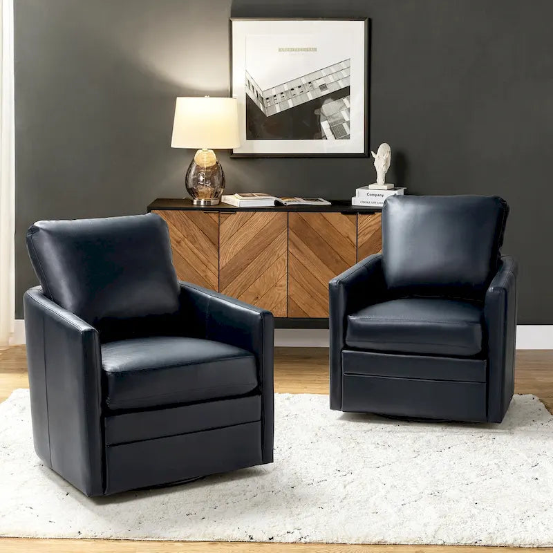 Fauteuil baquet pivotant Terrance en similicuir avec base en métal, lot de 2