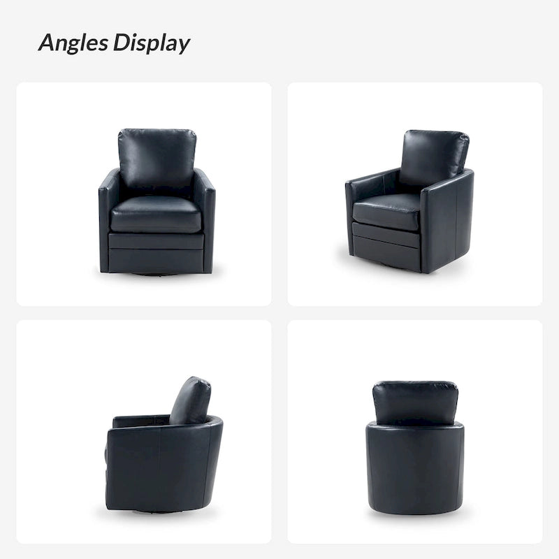 Fauteuil baquet pivotant Terrance en similicuir avec base en métal, lot de 2