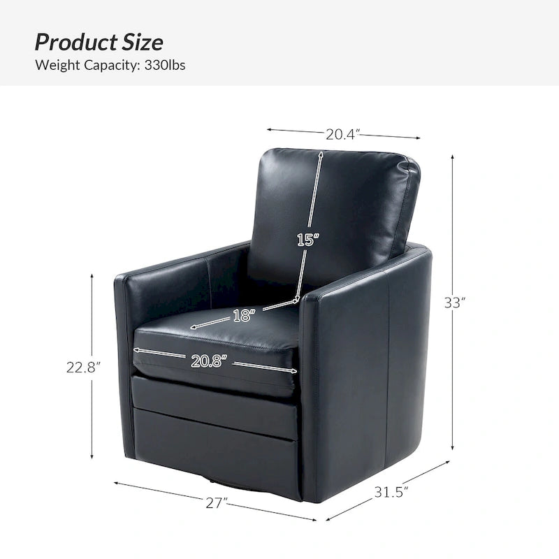 Fauteuil baquet pivotant Terrance en similicuir avec base en métal, lot de 2