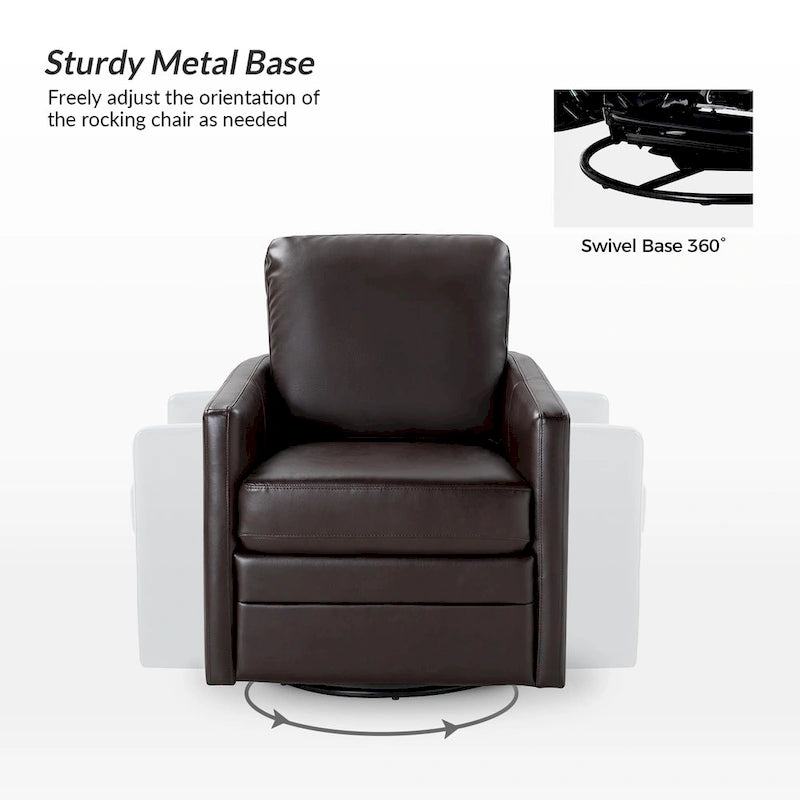 Fauteuil baquet pivotant Terrance en similicuir avec base en métal, lot de 2