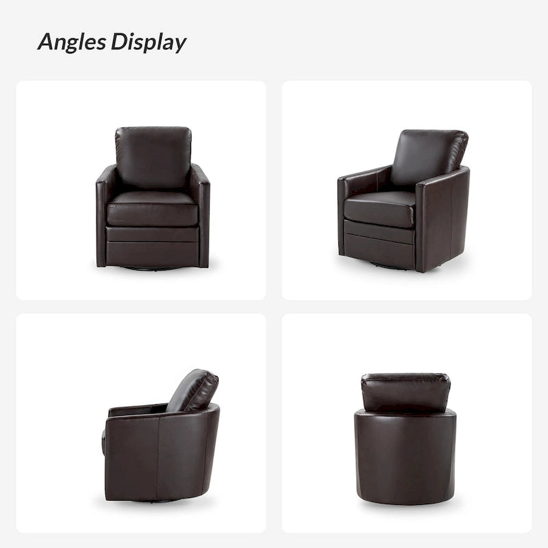 Fauteuil baquet pivotant Terrance en similicuir avec base en métal, lot de 2