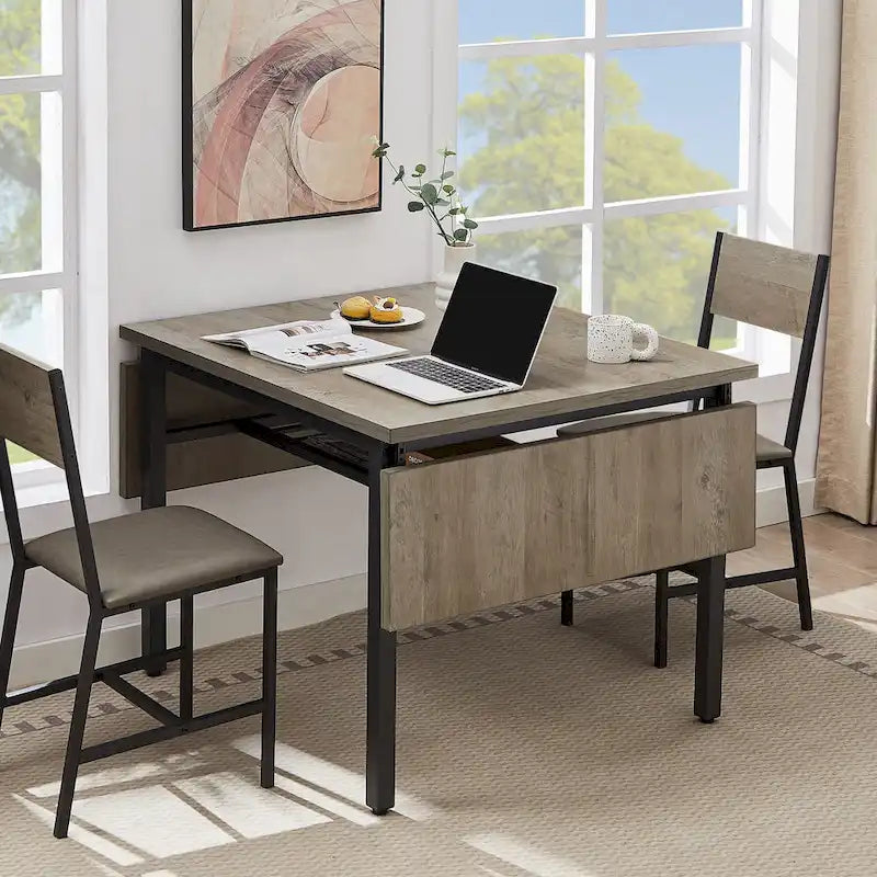 Table à manger extensible avec rabat, 6 places, style industriel moderne 63,2