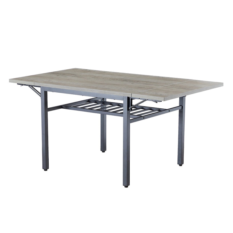 Table à manger extensible avec rabat, 6 places, style industriel moderne 63,2
