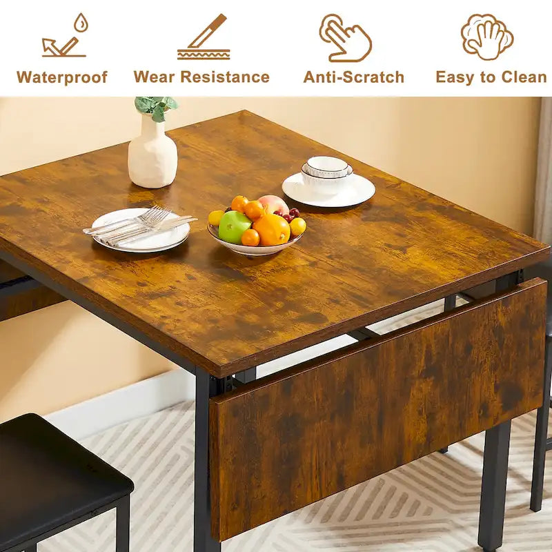Table à manger extensible avec rabat, 6 places, style industriel moderne 63,2