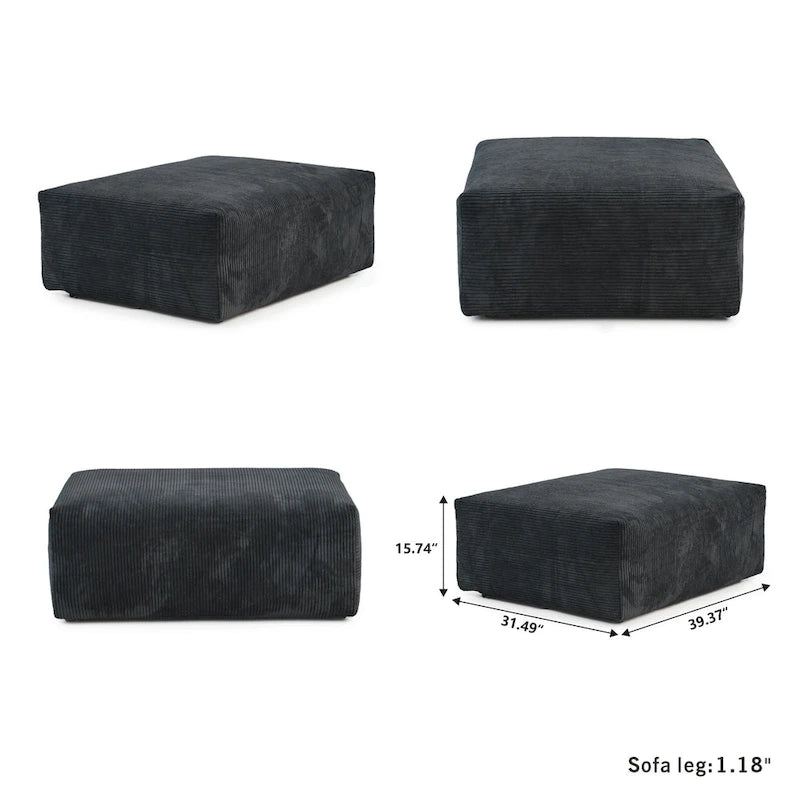 Grand canapé modulaire sectionnel en velours côtelé, en forme de U, 4 places avec 2 poufs et 5 oreillers