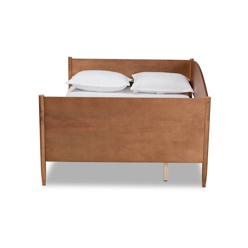 Lit de repos Veles, en bois de noyer cendré, de style Mid-Century Modern, taille double.