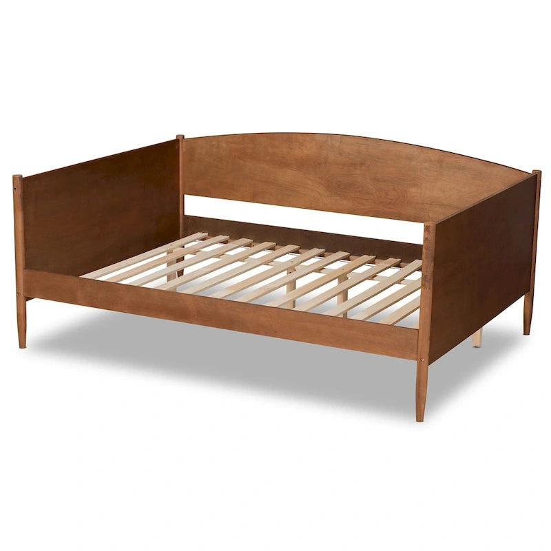 Lit de repos Veles, en bois de noyer cendré, de style Mid-Century Modern, taille double.