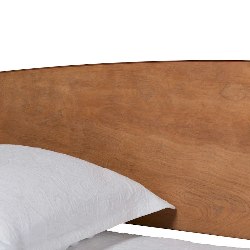 Lit de repos Veles, en bois de noyer cendré, de style Mid-Century Modern, taille double.