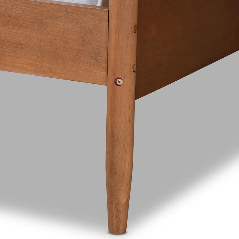 Lit de repos Veles, en bois de noyer cendré, de style Mid-Century Modern, taille double.