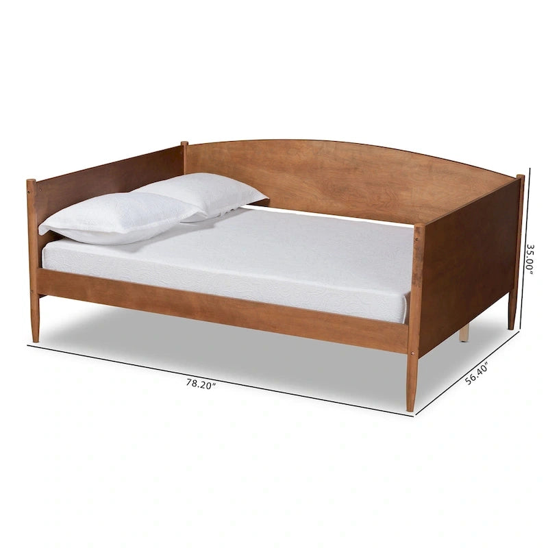Lit de repos Veles, en bois de noyer cendré, de style Mid-Century Modern, taille double.