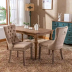 Chaises de salle à manger en velours (lot de 2), chaises de salle à manger capitonnées haut de gamme avec anneau de traction décoratif clouté et pieds en bois massif