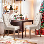 Velvet Dining Chairs  of 2, Upholstered High-end Tufted Dining Room Chair with Nailhead Back Ring Pull Trim Solid Wood Legs