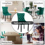Chaises de salle à manger en velours (lot de 2), chaises de salle à manger capitonnées haut de gamme avec anneau de traction décoratif clouté et pieds en bois massif