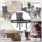 Chaises de salle à manger en velours (lot de 2), chaises de salle à manger capitonnées haut de gamme avec anneau de traction décoratif clouté et pieds en bois massif