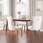 Chaises de salle à manger en velours (lot de 2), chaises de salle à manger capitonnées haut de gamme avec anneau de traction décoratif clouté et pieds en bois massif