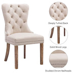 Chaises de salle à manger en velours (lot de 2), chaises de salle à manger capitonnées haut de gamme avec anneau de traction décoratif clouté et pieds en bois massif
