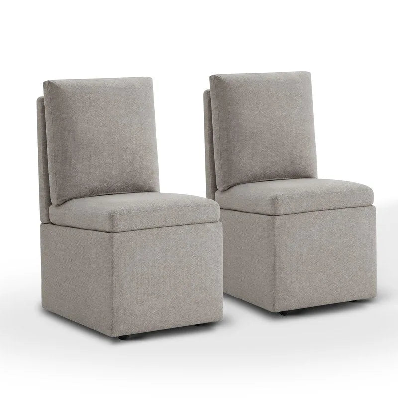 Chaise de salle à manger Nathan avec roulettes et rangement, lot de 2 - S.O.