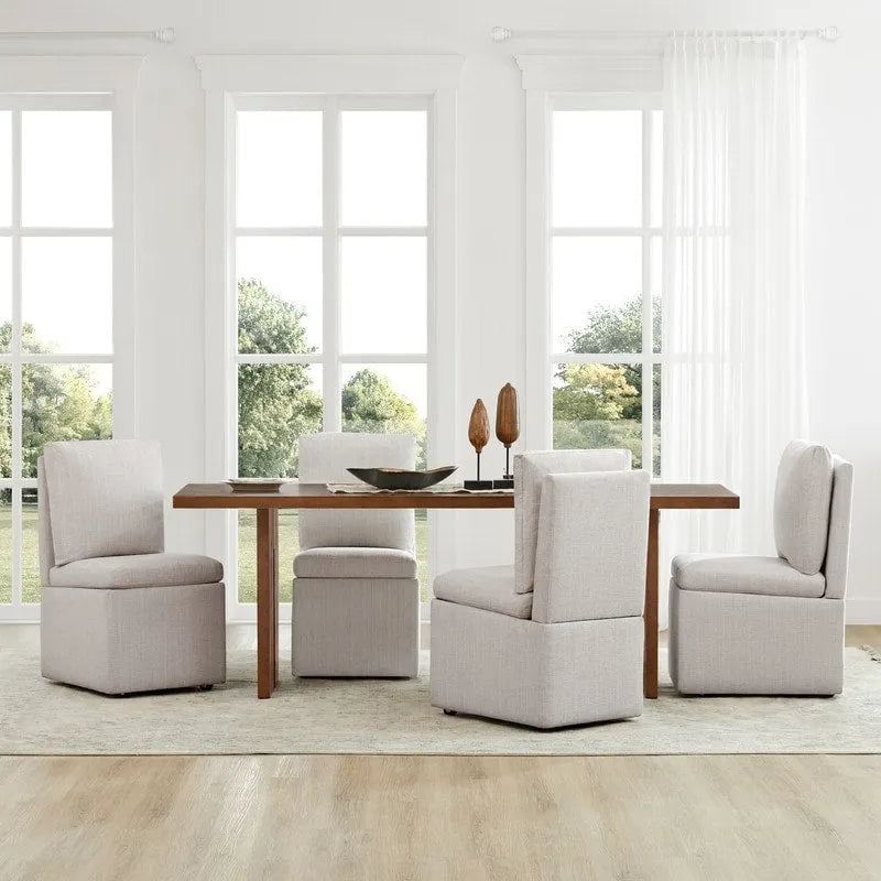 Chaise de salle à manger Nathan avec roulettes et rangement, lot de 2 - S.O.