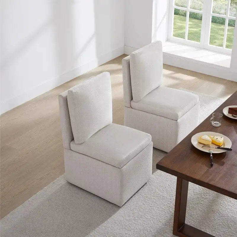 Chaise de salle à manger Nathan avec roulettes et rangement, lot de 2 - S.O.