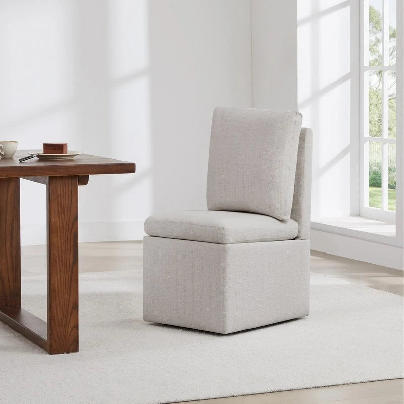 Chaise de salle à manger Nathan avec roulettes et rangement, lot de 2 - S.O.