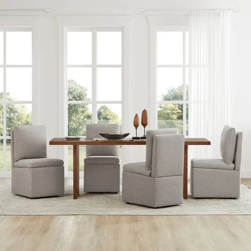 Chaise de salle à manger Nathan avec roulettes et rangement, lot de 2 - S.O.
