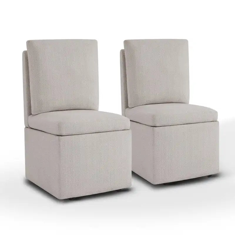 Chaise de salle à manger Nathan avec roulettes et rangement, lot de 2 - S.O.