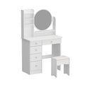 Makeup Vanity  Dresser w/Mirror Stool 5 Drawers - White/Pink/Black - 31.5L x 15.7W x 52H