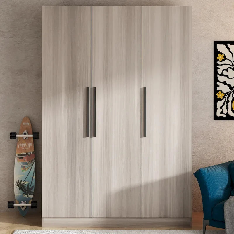 70. H x 47.2 W Armoire-penderie à trois portes en blanc Clo
