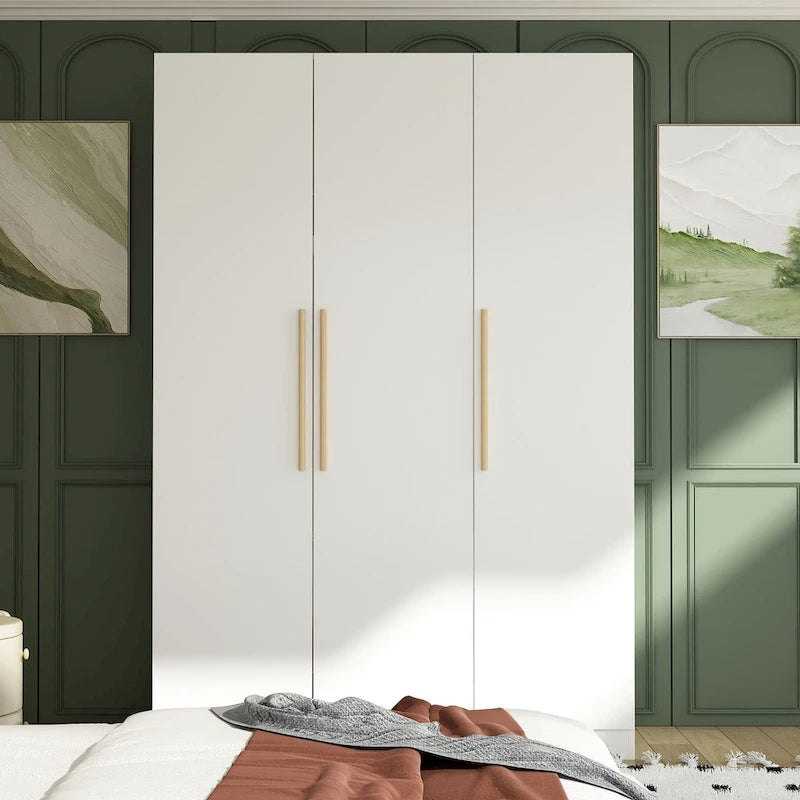 70. H x 47.2 W Armoire-penderie à trois portes en blanc Clo