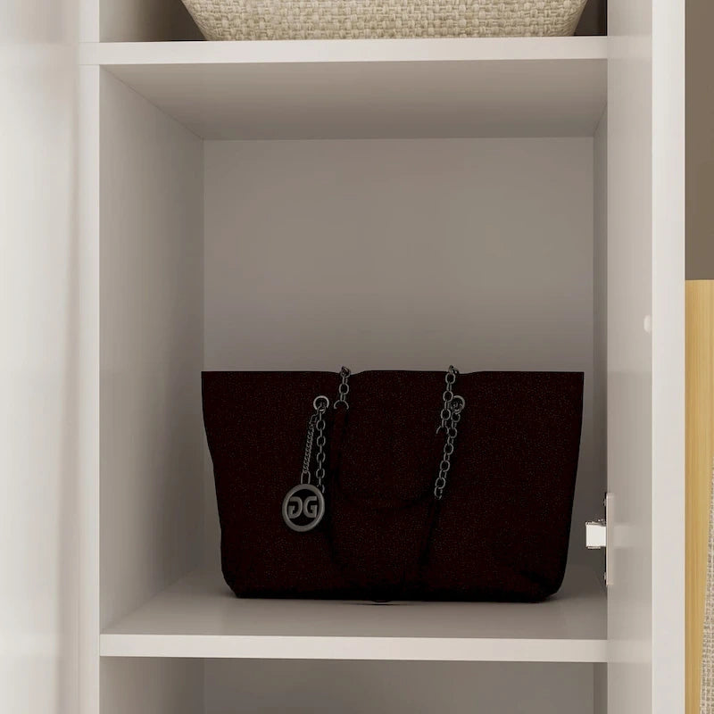 70. H x 47.2 W Armoire-penderie à trois portes en blanc Clo