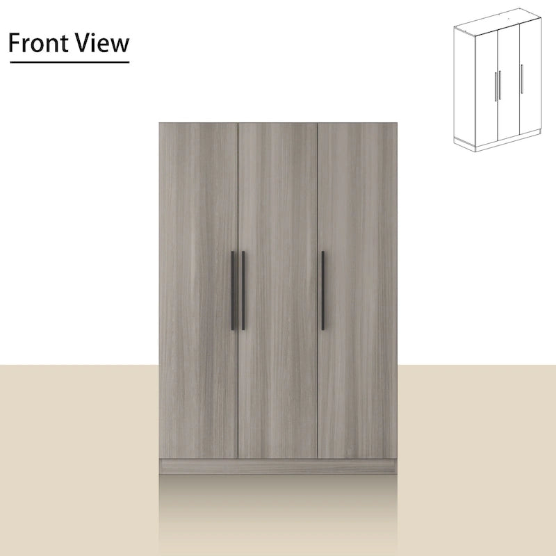 70. H x 47.2 W Armoire-penderie à trois portes en blanc Clo