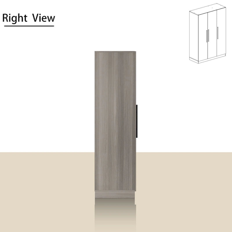 70. H x 47.2 W Armoire-penderie à trois portes en blanc Clo