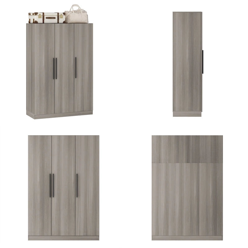 70. H x 47.2 W Armoire-penderie à trois portes en blanc Clo