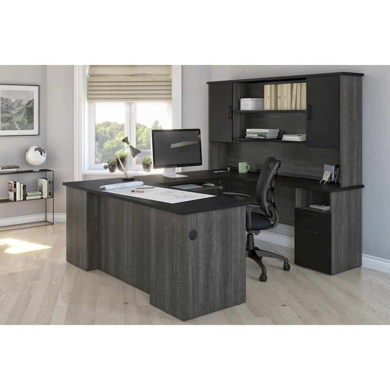 Bureau de direction en U ou en L Bestar Norma de 71 po avec huche