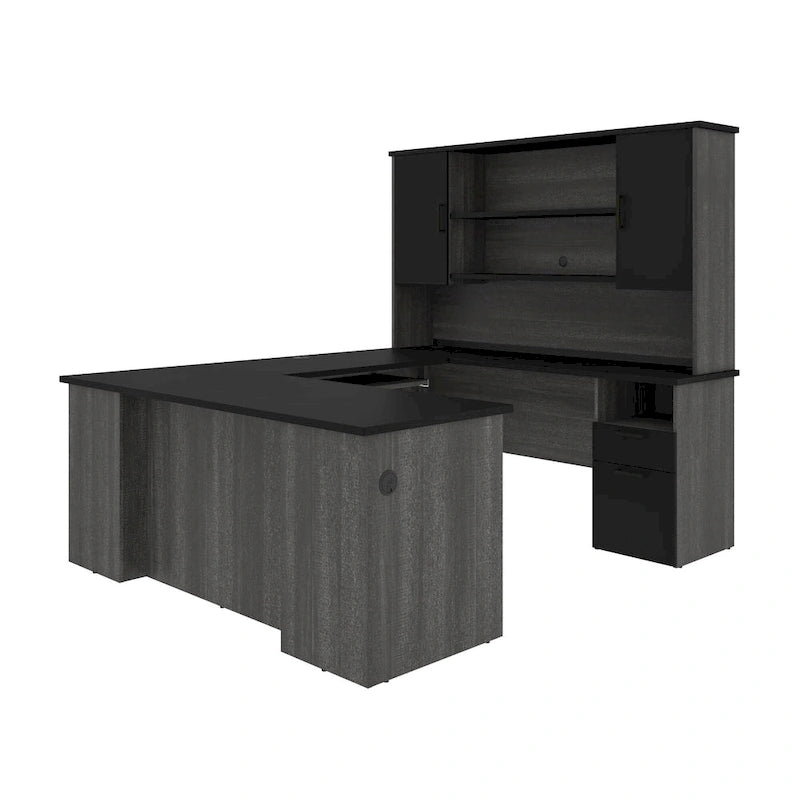 Bureau de direction en U ou en L Bestar Norma de 71 po avec huche