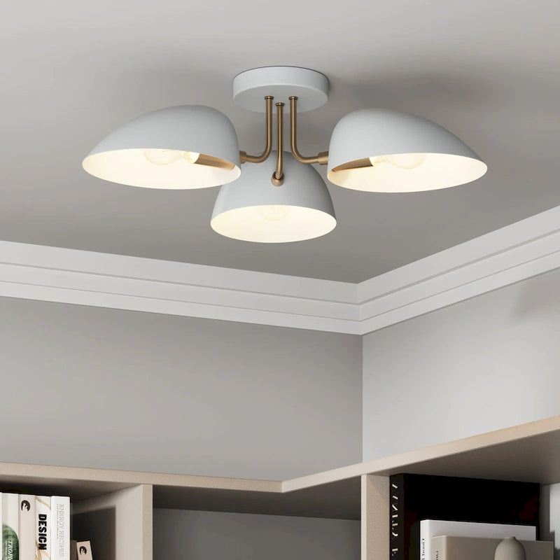  Argo Semi Flush Ceiling Mount 3-Light Fixture with Retro Rounded Shade