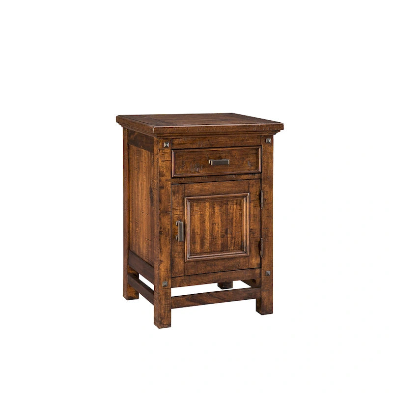  Rustic Vintage Acacia 1-Door 1-Drawer Nightstand