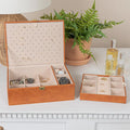 Boîte à bijoux Household Essentials en cuir vegan 2 couches avec fermoir - 23,6L x 18,5W x 9,6H