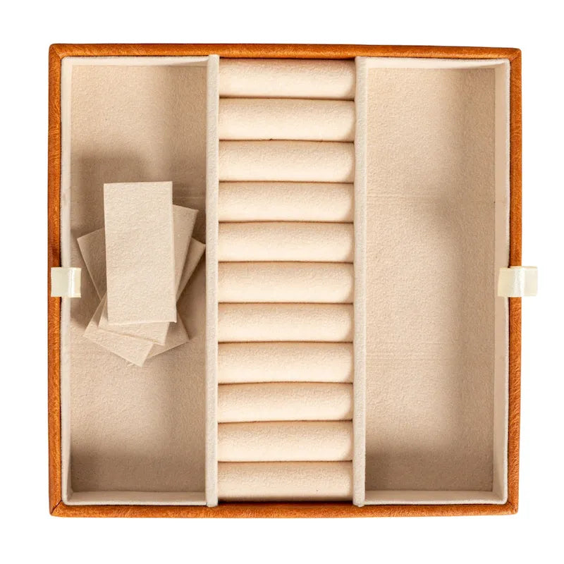 Boîte à bijoux Household Essentials en cuir vegan 2 couches avec fermoir - 23,6L x 18,5W x 9,6H