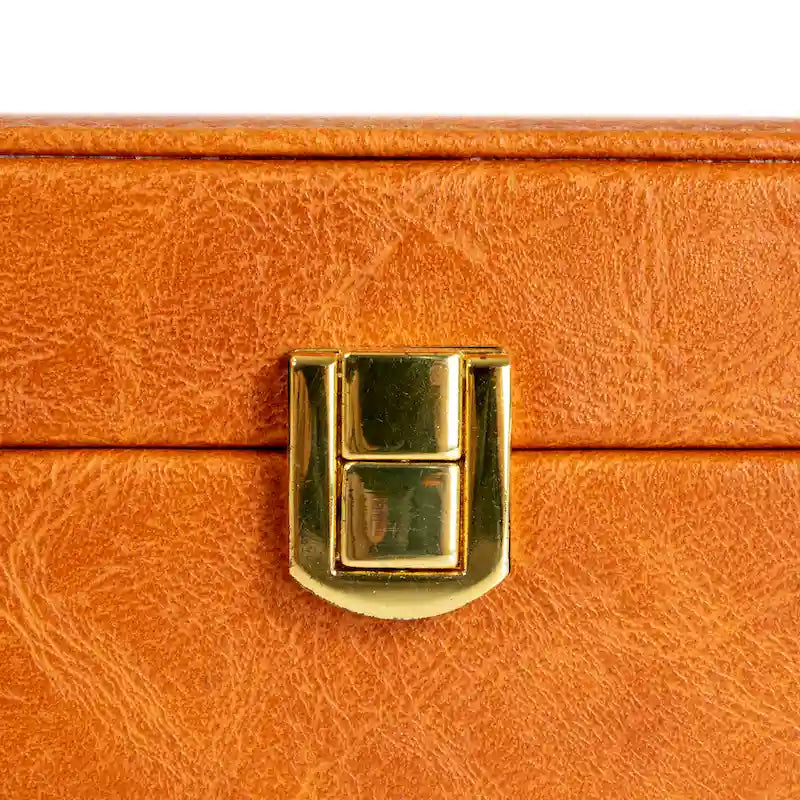 Boîte à bijoux Household Essentials en cuir vegan 2 couches avec fermoir - 23,6L x 18,5W x 9,6H