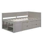Lit de repos une place avec tiroirs et étagères, Gris