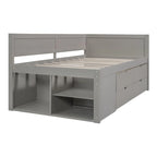Lit de repos une place avec tiroirs et étagères, Gris