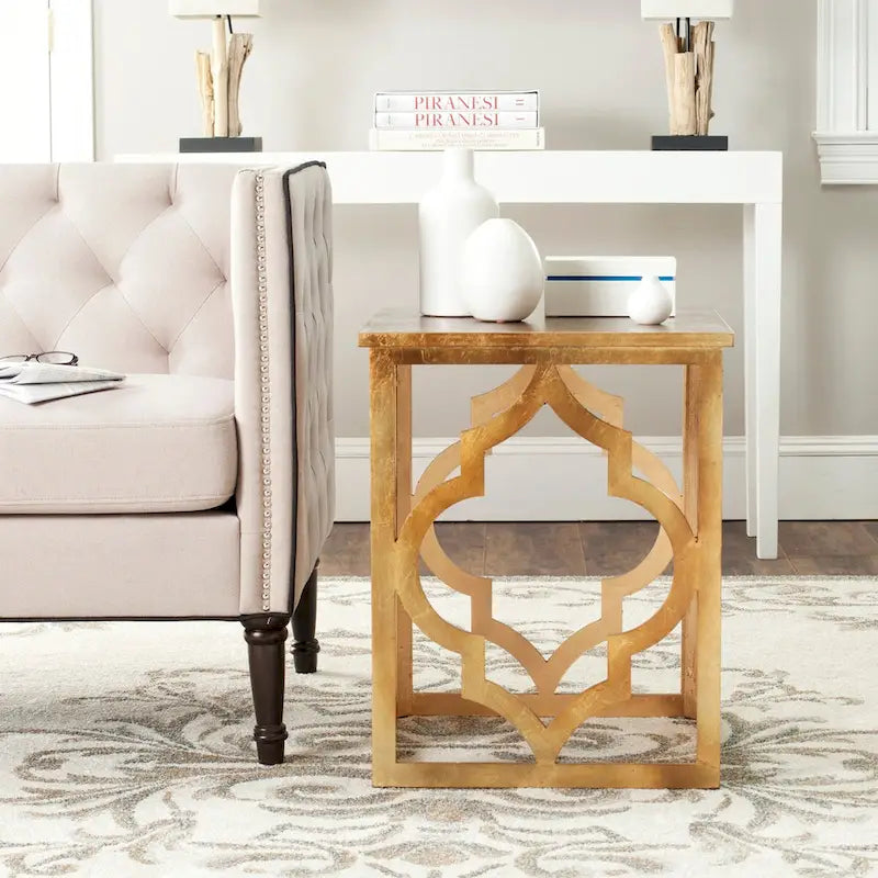 Table d'appoint Grayce Trellis Feuille d'Argent. - 19 L x 19 P x 23 H - 19Lx19Px23H