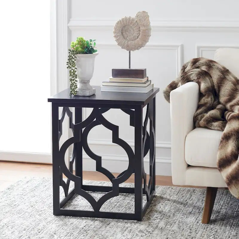 Table d'appoint Grayce Trellis Feuille d'Argent. - 19 L x 19 P x 23 H - 19Lx19Px23H