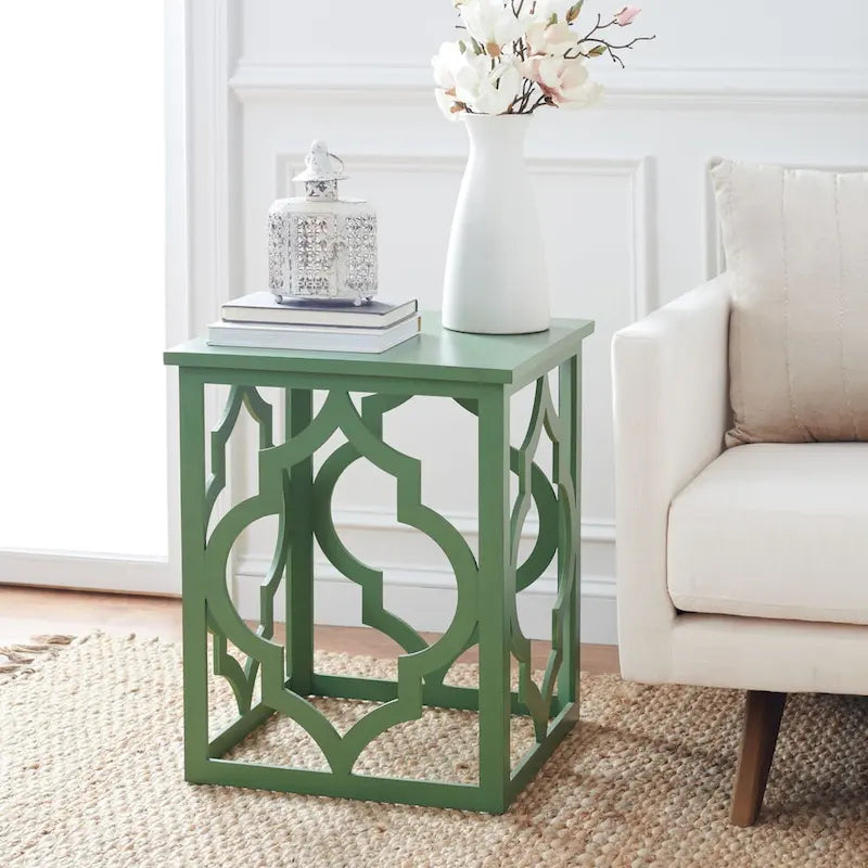Table d'appoint Grayce Trellis Feuille d'Argent. - 19 L x 19 P x 23 H - 19Lx19Px23H